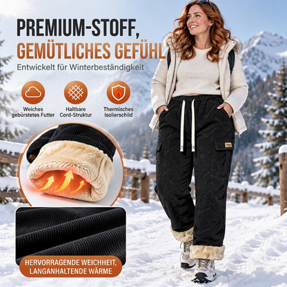 Cord-Cargo-Hosen mit Plüschfutter für Damen