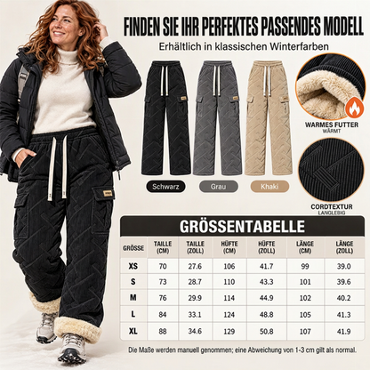 Cord-Cargo-Hosen mit Plüschfutter für Damen