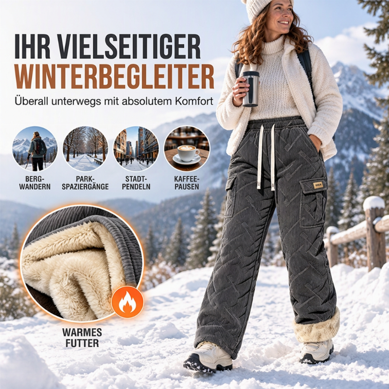 Cord-Cargo-Hosen mit Plüschfutter für Damen