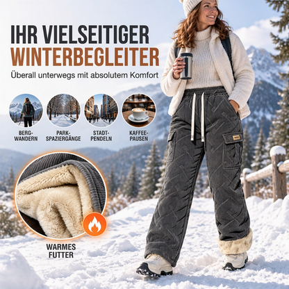 Cord-Cargo-Hosen mit Plüschfutter für Damen