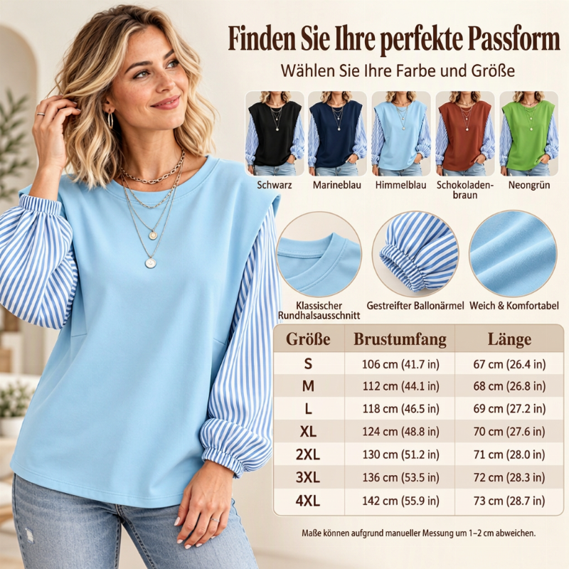 🔥🔥 Lässiges Damen-Langarmshirt mit Patchwork-Design