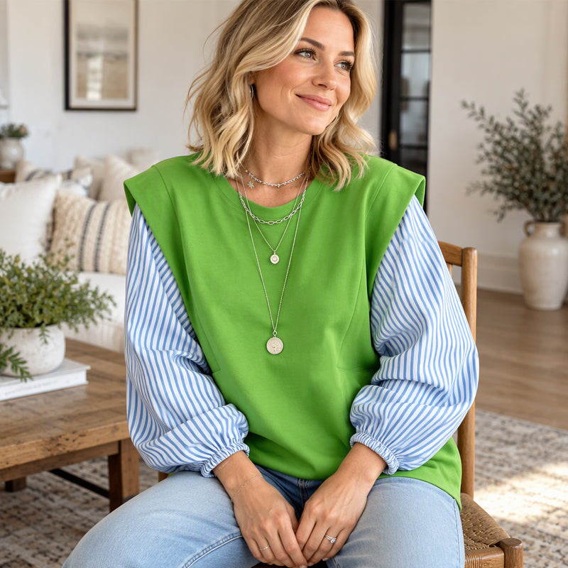 🔥🔥 Lässiges Damen-Langarmshirt mit Patchwork-Design