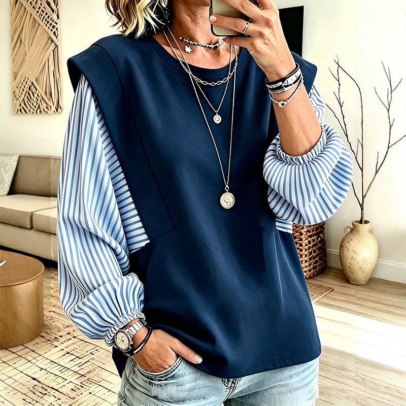 🔥🔥 Lässiges Damen-Langarmshirt mit Patchwork-Design