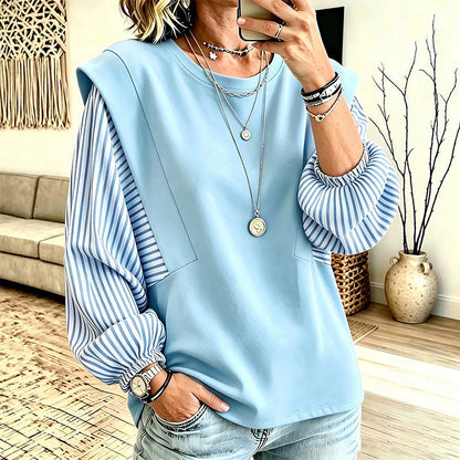 🔥🔥 Lässiges Damen-Langarmshirt mit Patchwork-Design
