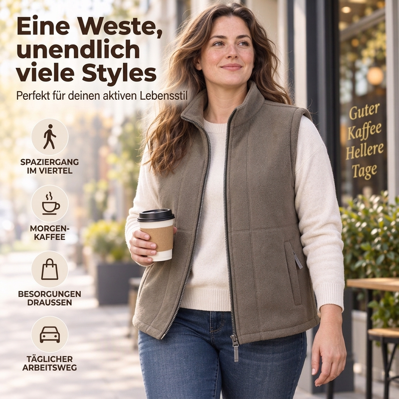 Damen Stehkragen Wärmende Gefütterte Weste
