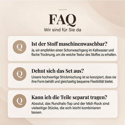 🎉Über 100.000 zufriedene Kunden!🎉 Damen-Strickoberteil mit Rundhalsausschnitt und Midirock-Set