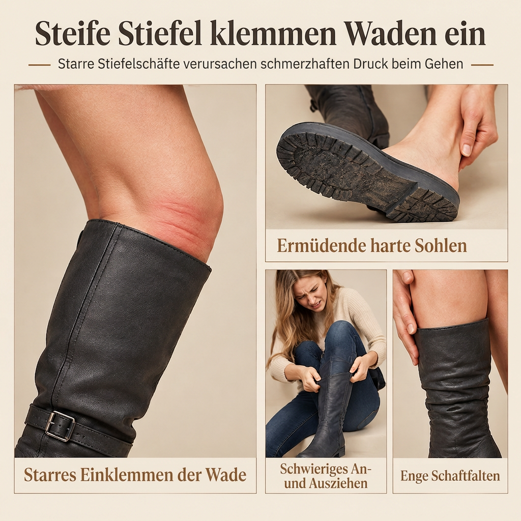 Damen Slouch-Stiefel in Wildlederoptik mit Doppelschnalle
