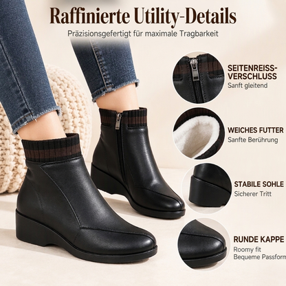Damen Stiefeletten mit Strickbund und Keilabsatz