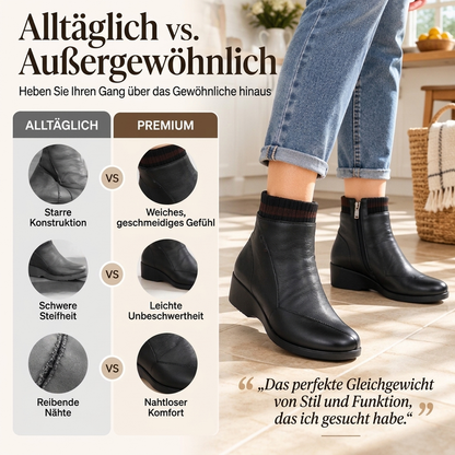 Damen Stiefeletten mit Strickbund und Keilabsatz