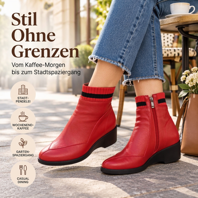 Damen Stiefeletten mit Strickbund und Keilabsatz