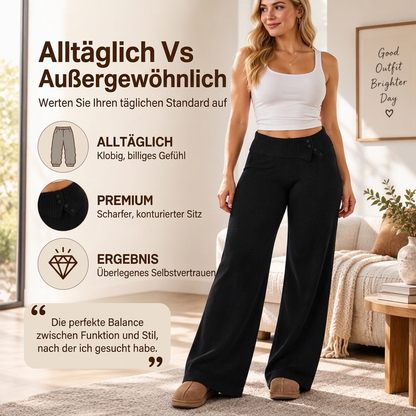 Damen Bequeme Strickhose mit weiter Beinform