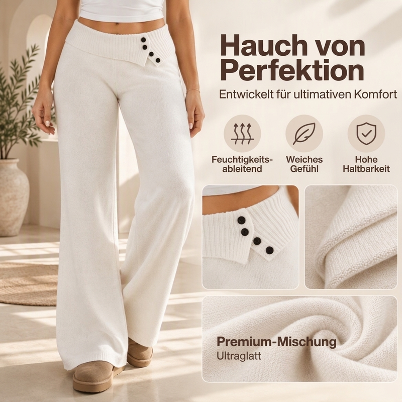 Damen Bequeme Strickhose mit weiter Beinform