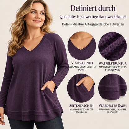 Damen Sweatshirt mit strukturierten Ziernähten und Raglanärmeln