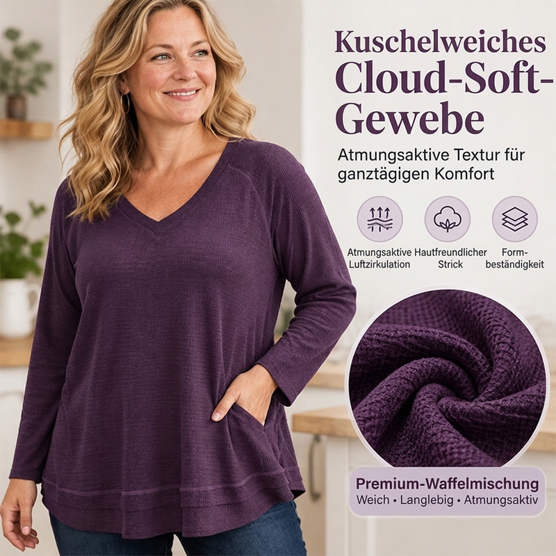 Damen Sweatshirt mit strukturierten Ziernähten und Raglanärmeln