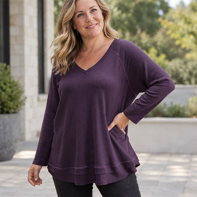 Damen Sweatshirt mit strukturierten Ziernähten und Raglanärmeln