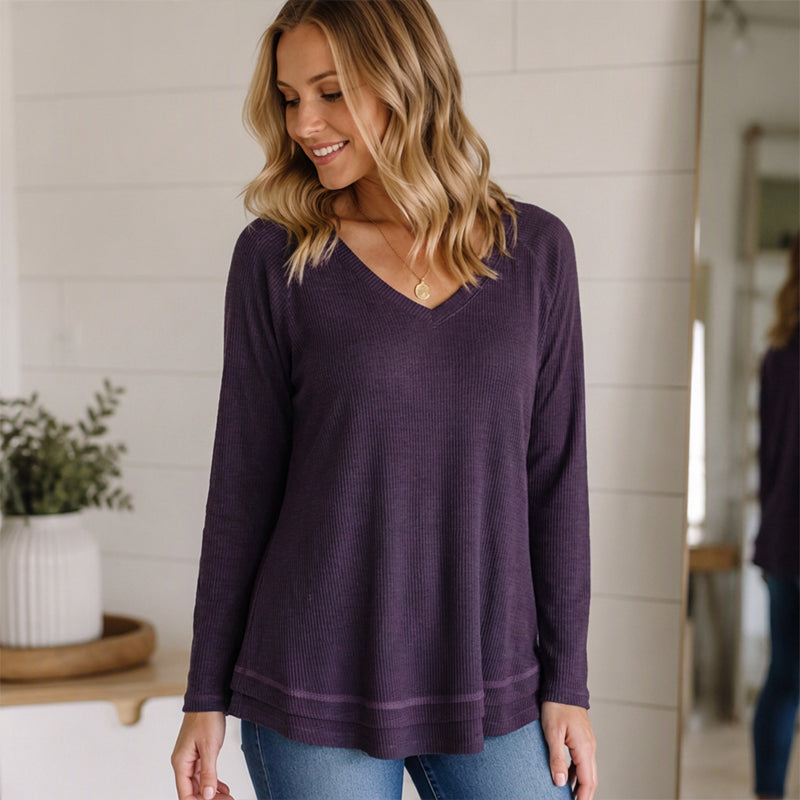 Damen Sweatshirt mit strukturierten Ziernähten und Raglanärmeln