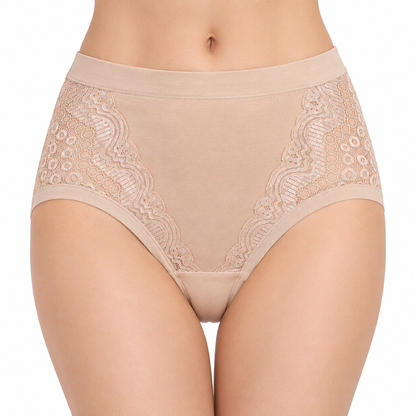 Bequeme High-Waist Baumwoll-Slips für Damen mit sanfter Formung & Spitze