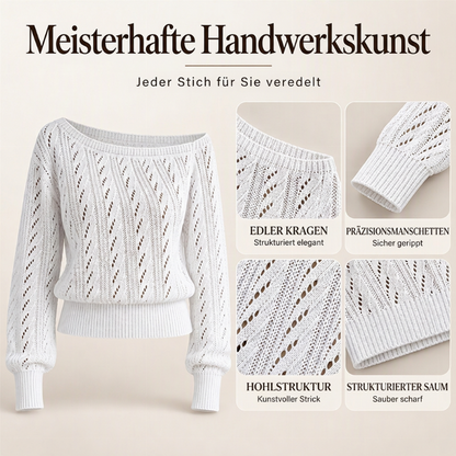Damen schulterfreies kurz geschnittenes Strickpullover