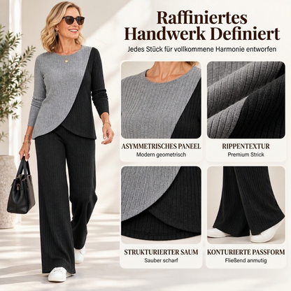💞Freizeitliches 2-Teiligem Set aus Rippstrick mit Color-Block für Damen