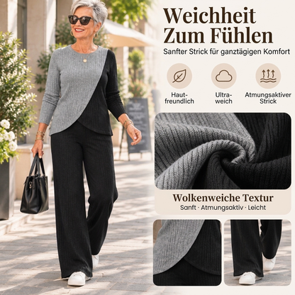 💞Freizeitliches 2-Teiligem Set aus Rippstrick mit Color-Block für Damen