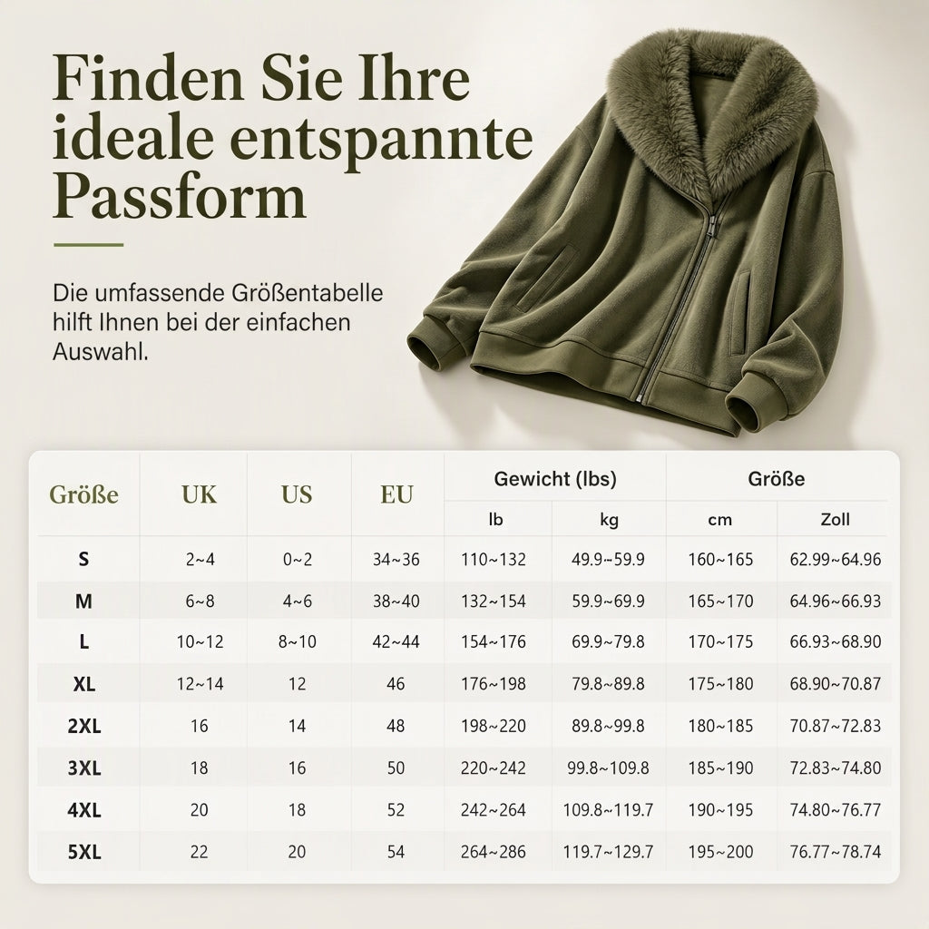 Entspannter Damenmantel mit Plüschimitatkragen und asymmetrischem Reißverschluss