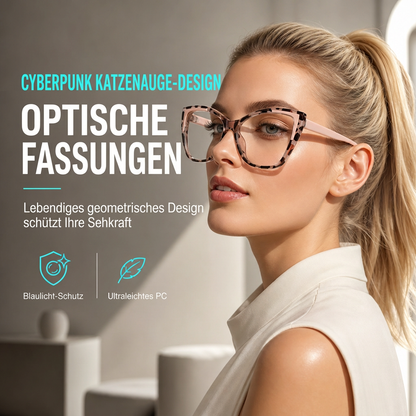 Cyberpunk Cat Eye Blaulichtfilter-Brille für Damen, trendige fotochrome klare Gläser