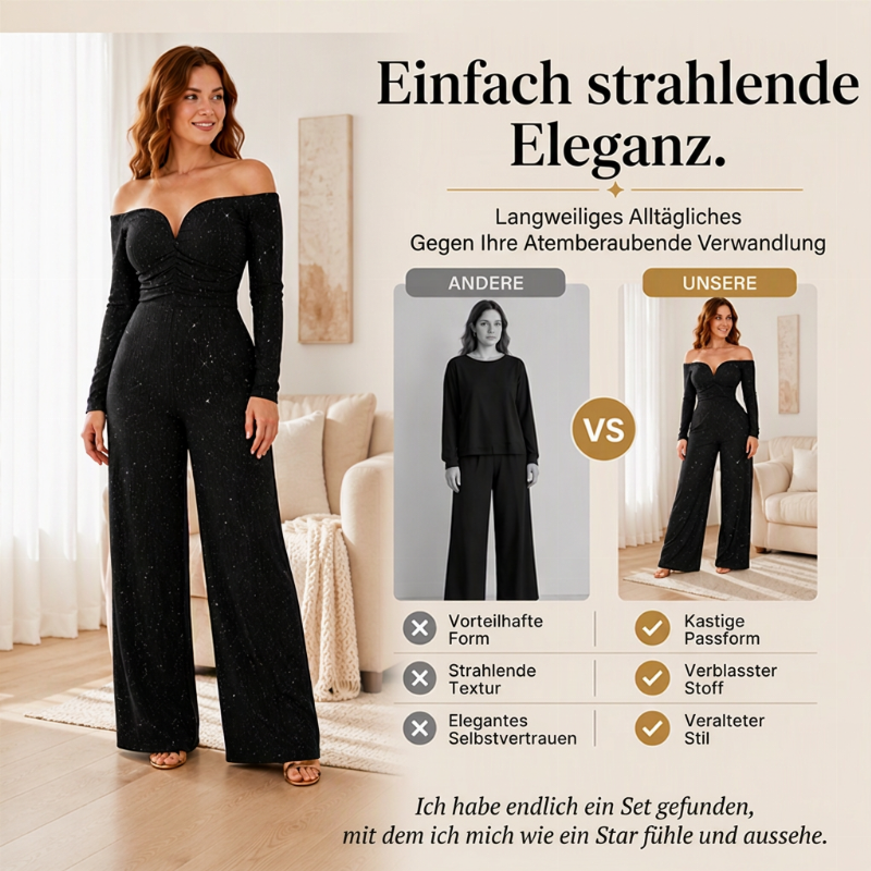 Damen schicker Trägerfreier Jumpsuit mit Pailletten