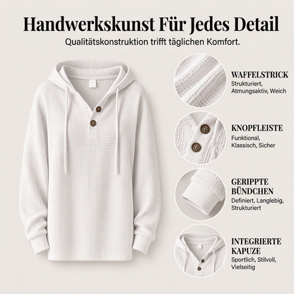 🥳Bestseller zurück! Jetzt kaufen!🥳 Damen Waffelstrick Henley Kapuzenpullover