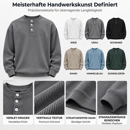 🥳Millionenfach bewährt!🥳 Lässiges Cord-Langarm-Henley-Shirt für Herren