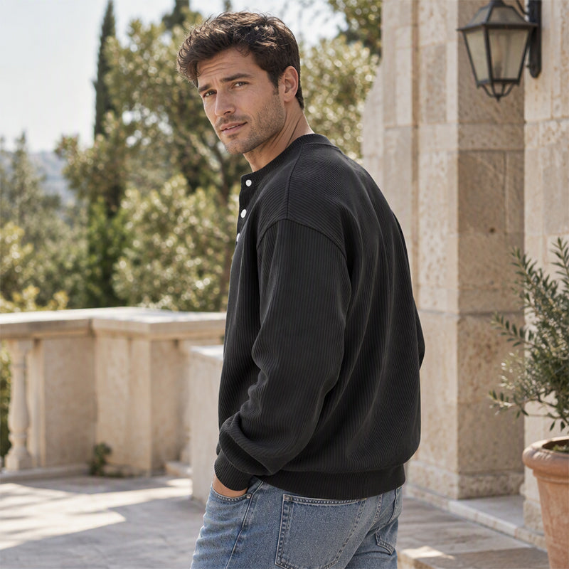 🥳Millionenfach bewährt!🥳 Lässiges Cord-Langarm-Henley-Shirt für Herren