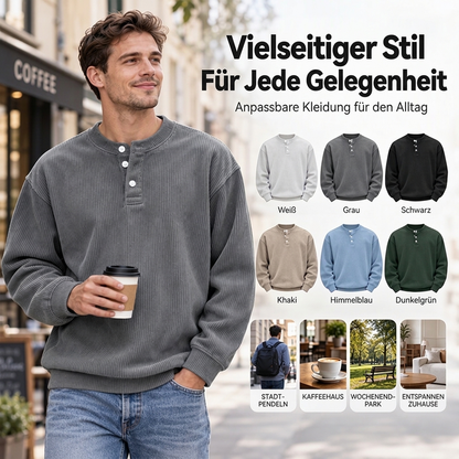 🥳Millionenfach bewährt!🥳 Lässiges Cord-Langarm-Henley-Shirt für Herren