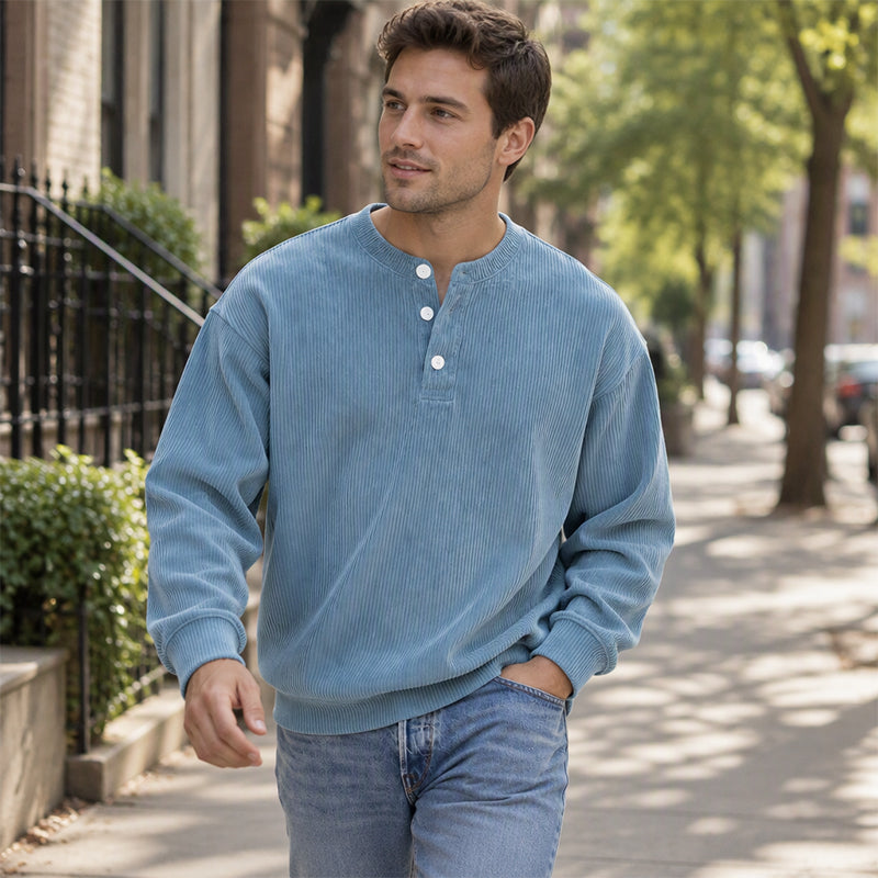 🥳Millionenfach bewährt!🥳 Lässiges Cord-Langarm-Henley-Shirt für Herren