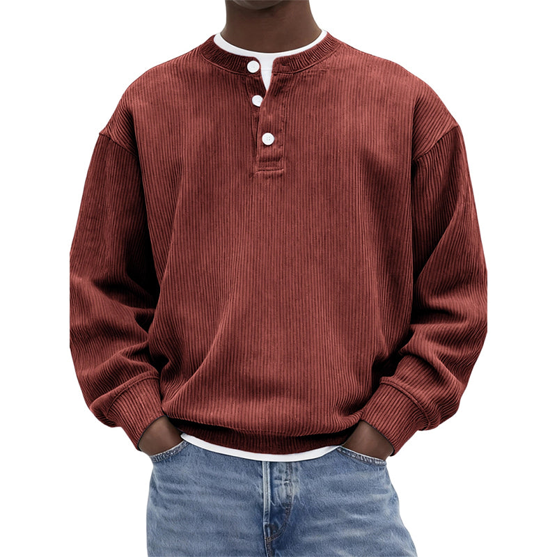 🥳Millionenfach bewährt!🥳 Lässiges Cord-Langarm-Henley-Shirt für Herren