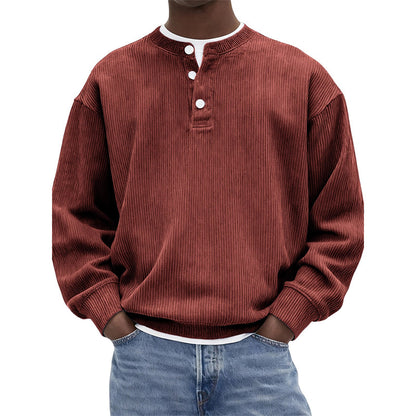 🥳Millionenfach bewährt!🥳 Lässiges Cord-Langarm-Henley-Shirt für Herren