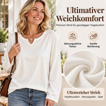 🚀Neu eingetroffen! 50% Rabatt!🚀 Damen Freizeit Oberteil mit V-Ausschnitt und langen Ärmeln