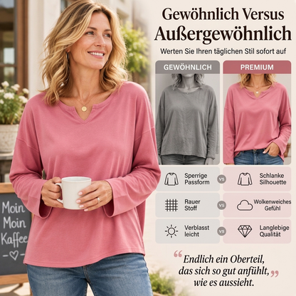 🚀Neu eingetroffen! 50% Rabatt!🚀 Damen Freizeit Oberteil mit V-Ausschnitt und langen Ärmeln