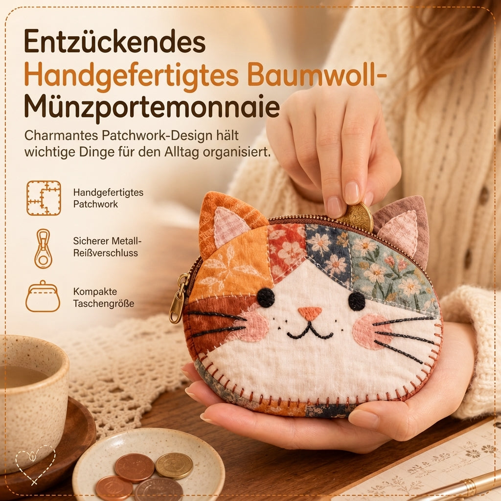 🐱✨ Niedliche Patchwork-Katzen-Geldbörse mit Münzfach & Kartenhalter – klein, kreativ & tragbar für Mädchen 👛🎀