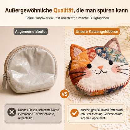 🐱✨ Niedliche Patchwork-Katzen-Geldbörse mit Münzfach & Kartenhalter – klein, kreativ & tragbar für Mädchen 👛🎀