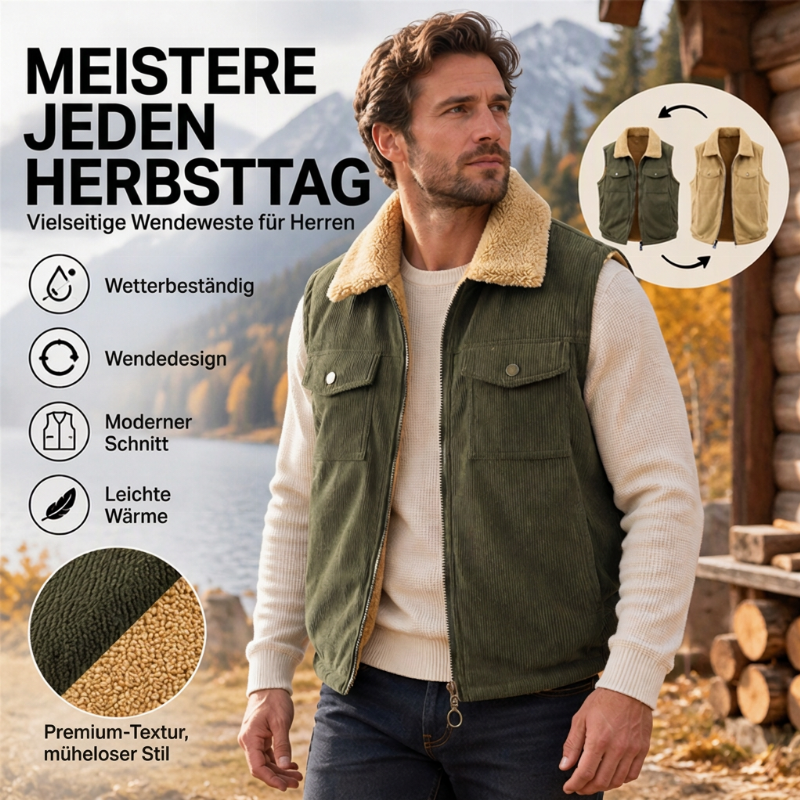 ⚡Flash-Sale! Solange der Vorrat reicht!⚡ Unisex Wendbare Kord Freuwe Warme Weste