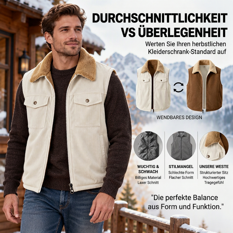 ⚡Flash-Sale! Solange der Vorrat reicht!⚡ Unisex Wendbare Kord Freuwe Warme Weste