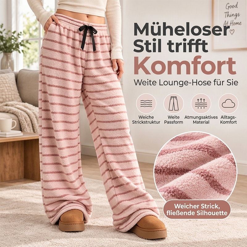 📢🎉50%Rabatt!!!🛍️✨Damen Doppelwandige Plüsch Streifen Weitbeinhosen