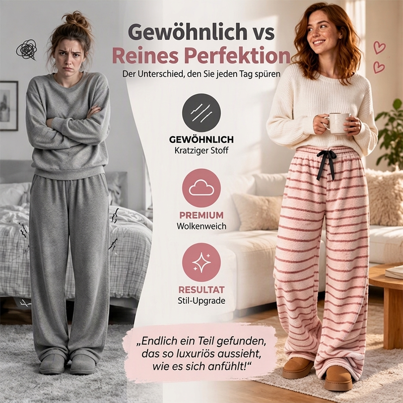 📢🎉50%Rabatt!!!🛍️✨Damen Doppelwandige Plüsch Streifen Weitbeinhosen