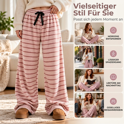 📢🎉50%Rabatt!!!🛍️✨Damen Doppelwandige Plüsch Streifen Weitbeinhosen