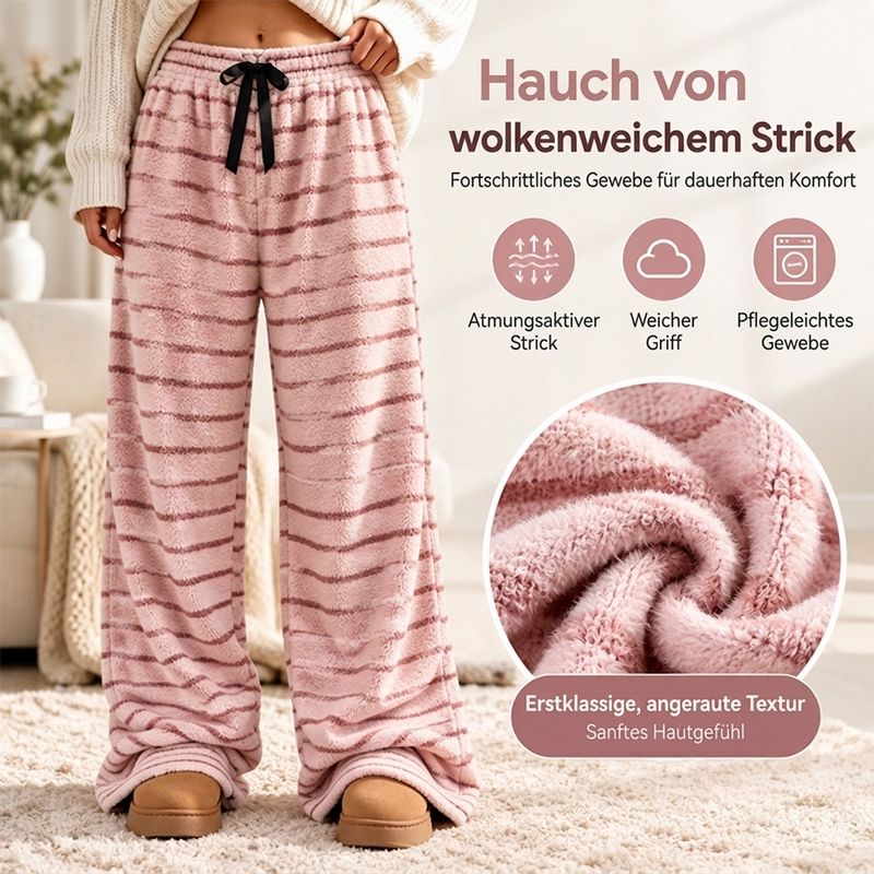 📢🎉50%Rabatt!!!🛍️✨Damen Doppelwandige Plüsch Streifen Weitbeinhosen
