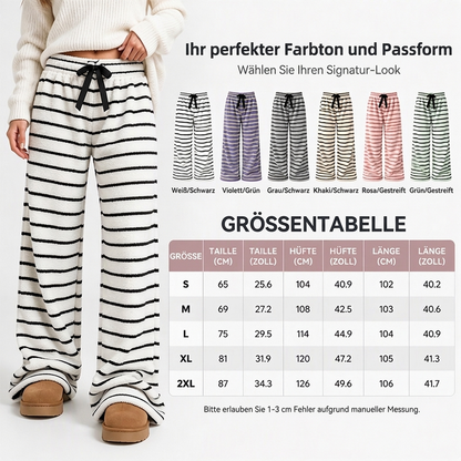 📢🎉50%Rabatt!!!🛍️✨Damen Doppelwandige Plüsch Streifen Weitbeinhosen
