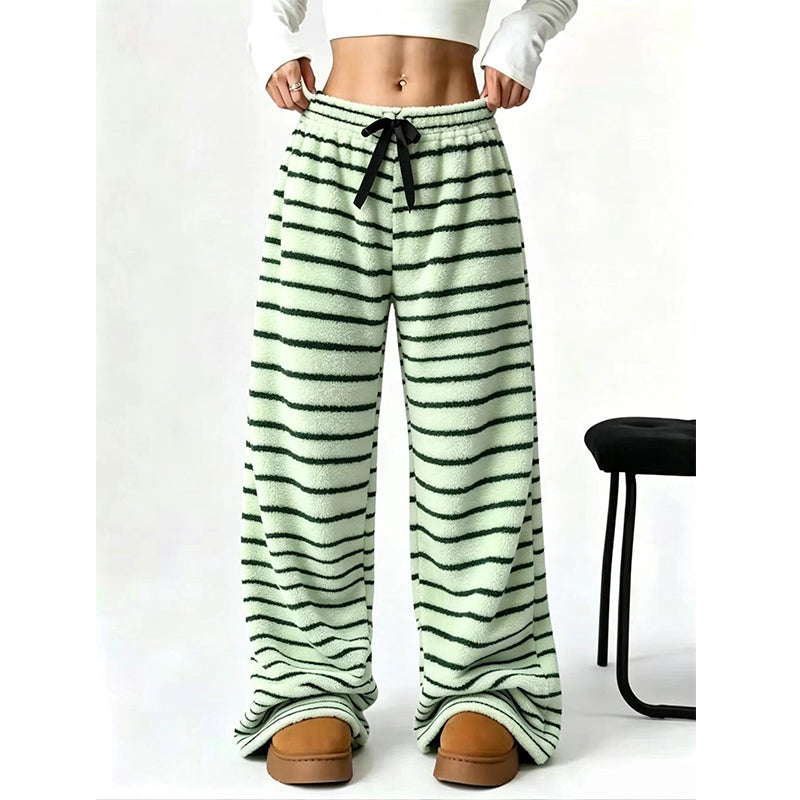 📢🎉50%Rabatt!!!🛍️✨Damen Doppelwandige Plüsch Streifen Weitbeinhosen