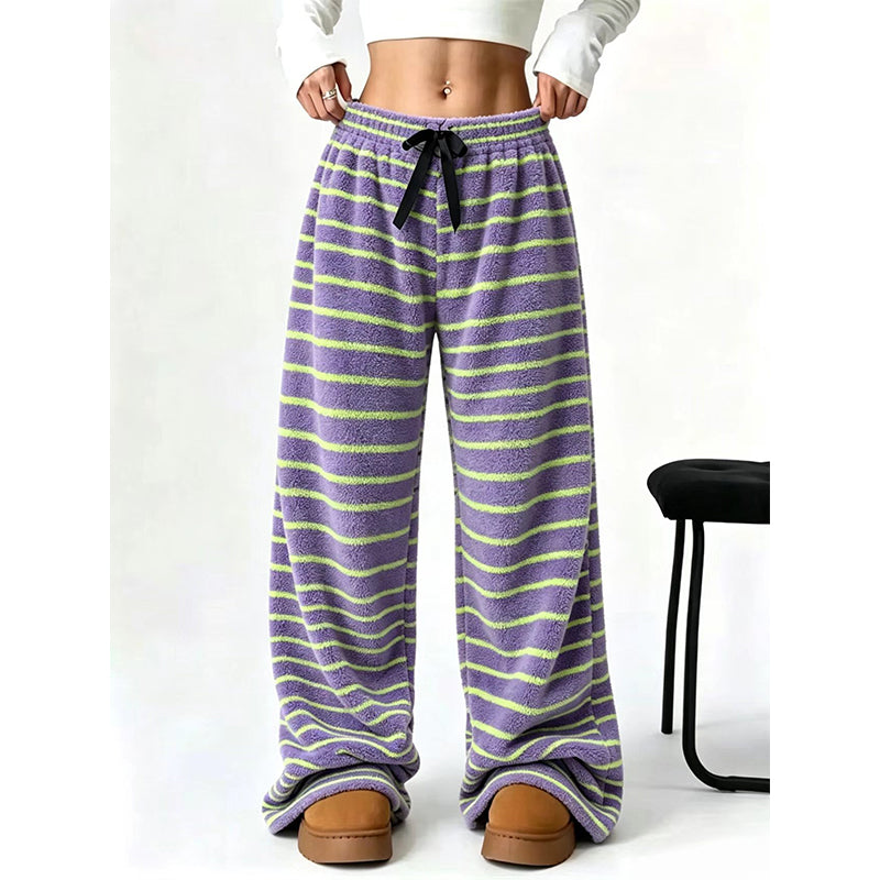📢🎉50%Rabatt!!!🛍️✨Damen Doppelwandige Plüsch Streifen Weitbeinhosen