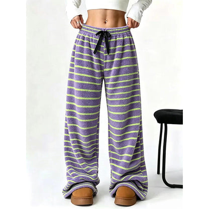 📢🎉50%Rabatt!!!🛍️✨Damen Doppelwandige Plüsch Streifen Weitbeinhosen