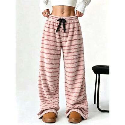 📢🎉50%Rabatt!!!🛍️✨Damen Doppelwandige Plüsch Streifen Weitbeinhosen