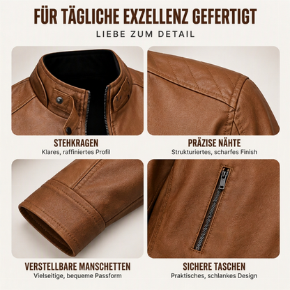 🌟Über 10.000 positive Bewertungen!🌟 Stylische Stehkragen-PU-Lederjacke für Herren
